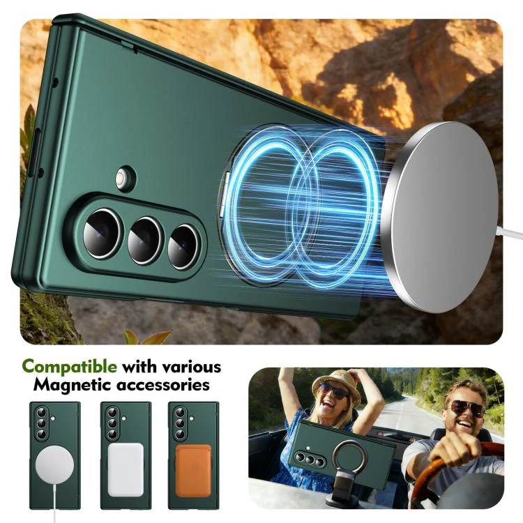 For Galaxy Z Fold8 Ultra 5G Rotation Magnetic Ring Holder Hinge Integrated Film Phone Case(Green) - Image 6