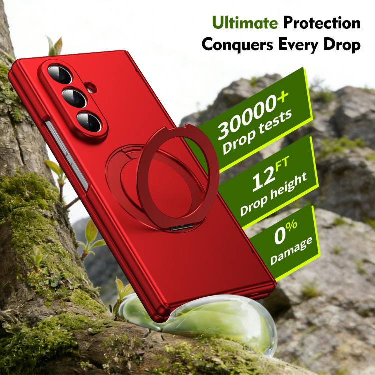 For Galaxy Z Fold8 Ultra 5G Rotation Magnetic Ring Holder Hinge Integrated Film Phone Case(Red) - Image 4