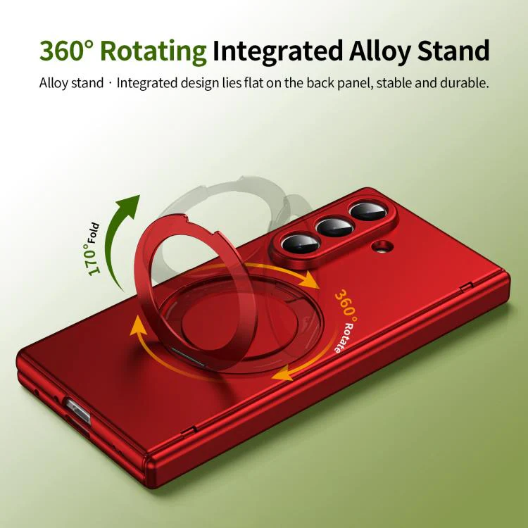For Galaxy Z Fold8 Ultra 5G Rotation Magnetic Ring Holder Hinge Integrated Film Phone Case(Red) - Image 5