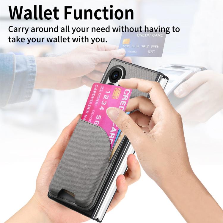 For Galaxy Z Fold8 Ultra 5G Twill Fabric Leather Skin Card Bag Magnetic Back Phone Case(Gray) - Image 6