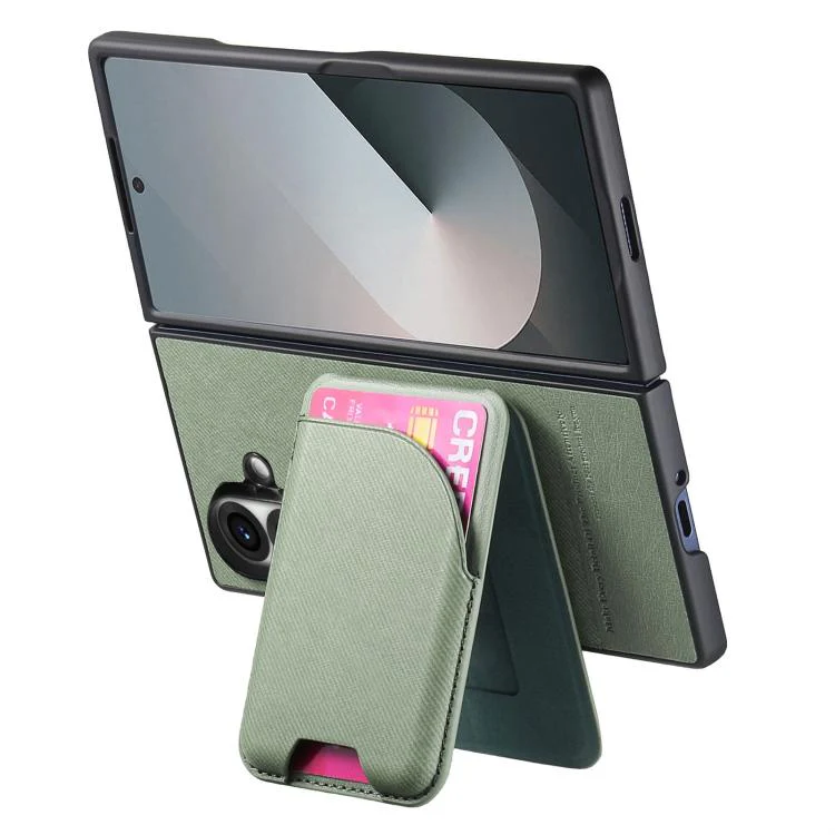 For Galaxy Z Fold8 Ultra 5G Twill Fabric Leather Skin Card Bag Magnetic Back Phone Case(Green) - Image 3