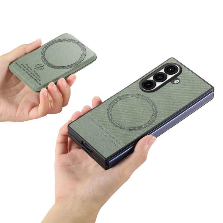 For Galaxy Z Fold8 Ultra 5G Twill Fabric Leather Skin Card Bag Magnetic Back Phone Case(Green) - Image 4