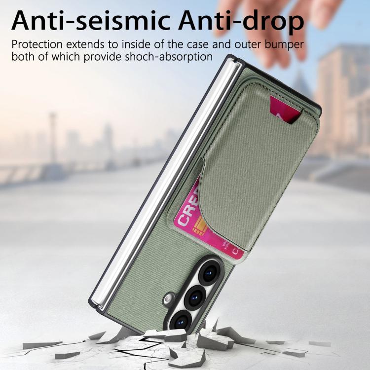 For Galaxy Z Fold8 Ultra 5G Twill Fabric Leather Skin Card Bag Magnetic Back Phone Case(Green) - Image 5