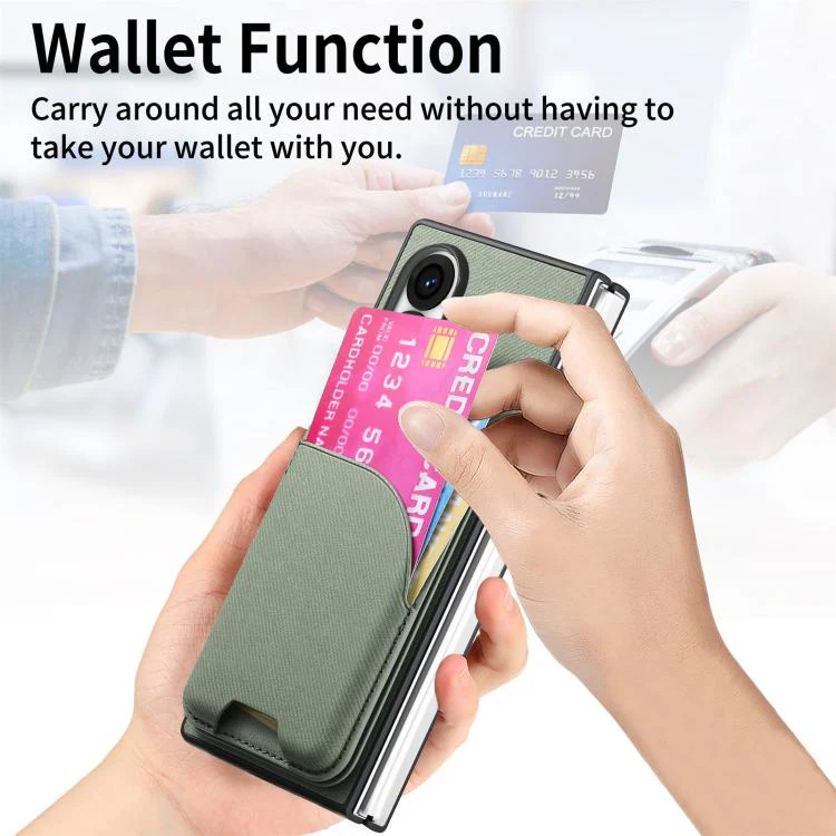 For Galaxy Z Fold8 Ultra 5G Twill Fabric Leather Skin Card Bag Magnetic Back Phone Case(Green) - Image 6