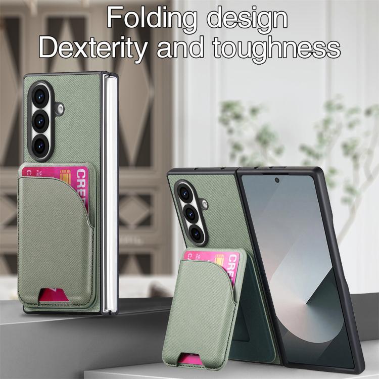 For Galaxy Z Fold8 Ultra 5G Twill Fabric Leather Skin Card Bag Magnetic Back Phone Case(Green) - Image 7