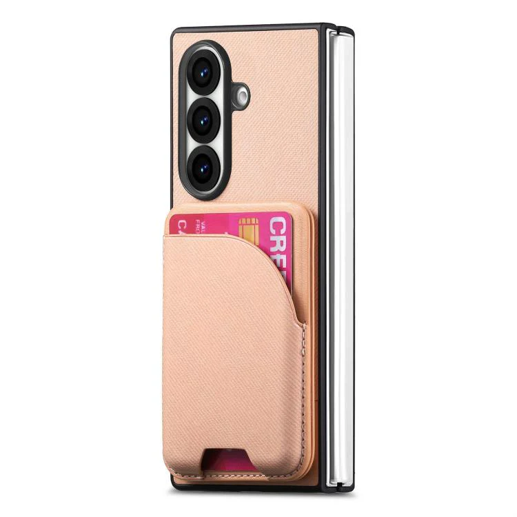 For Galaxy Z Fold8 Ultra 5G Twill Fabric Leather Skin Card Bag Magnetic Back Phone Case(Pink) - Image 2