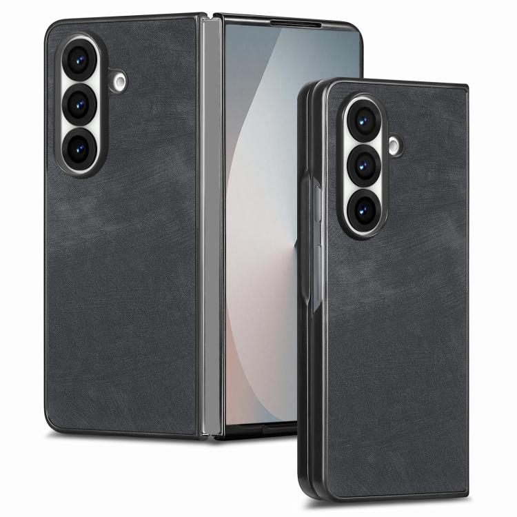 For Galaxy Z Fold8 Ultra 5G Vintage Leather PC Back Cover Phone Case(Black)