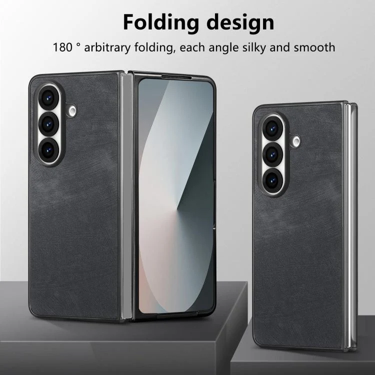 For Galaxy Z Fold8 Ultra 5G Vintage Leather PC Back Cover Phone Case(Black) - Image 6