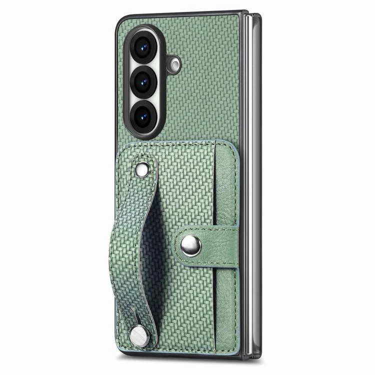 For Galaxy Z Fold8 Ultra 5G Wristband Kickstand Card Wallet Back Cover Phone Case(Green)