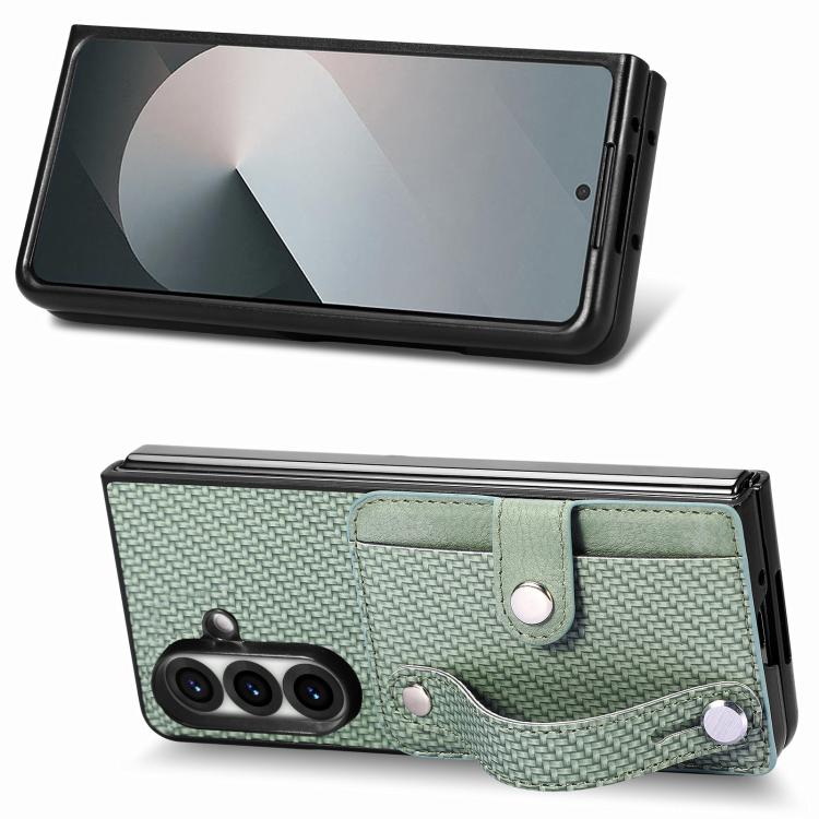 For Galaxy Z Fold8 Ultra 5G Wristband Kickstand Card Wallet Back Cover Phone Case(Green) - Image 4
