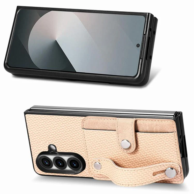 For Galaxy Z Fold8 Ultra 5G Wristband Kickstand Card Wallet Back Cover Phone Case(Khaki) - Image 4