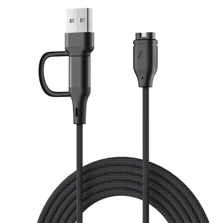 For Garmin Fenix 8 / 7X / 6S Pro xDfind 2 in 1 Type-C and USB-A Ports Watch Charging Cable, Length: 1m(Black)