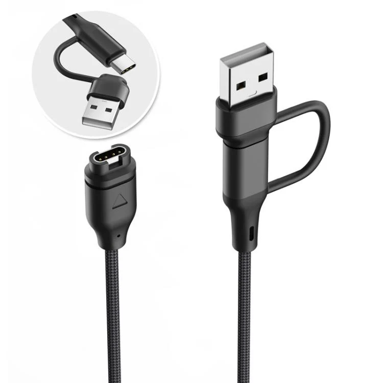 For Garmin Fenix 8 / 7X / 6S Pro xDfind 2 in 1 Type-C and USB-A Ports Watch Charging Cable, Length: 1m(Black) - Image 2
