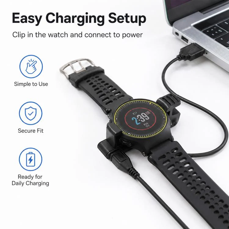 For Garmin Forerunner 225 xDfind USB Smart Watch Charger(Black) - Image 6
