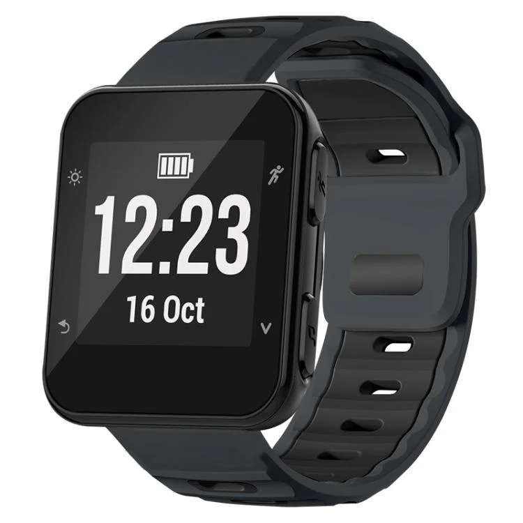 For Garmin Forerunner 35/30/35j xDfind Flat-head Dual-color Silicone Watch Band(Ash+Black)