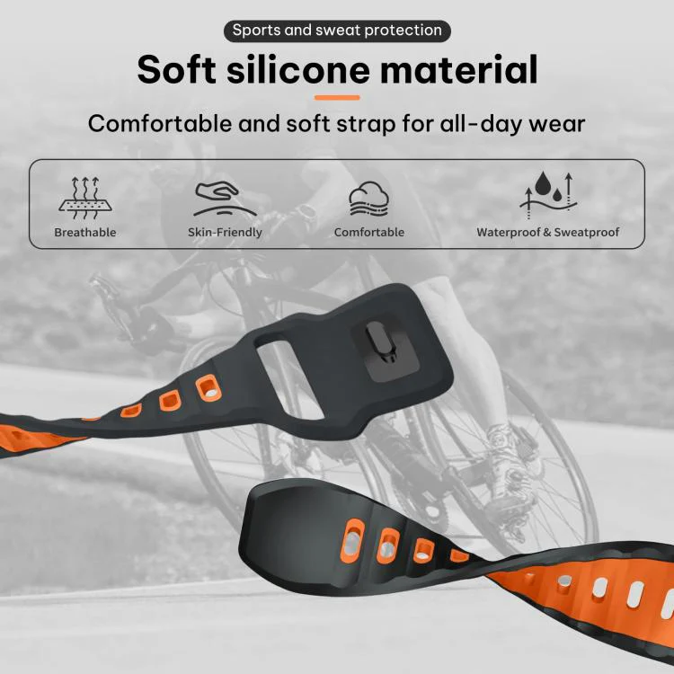 For Garmin Forerunner 35/30/35j xDfind Flat-head Dual-color Silicone Watch Band(Ash+Orange) - Image 5