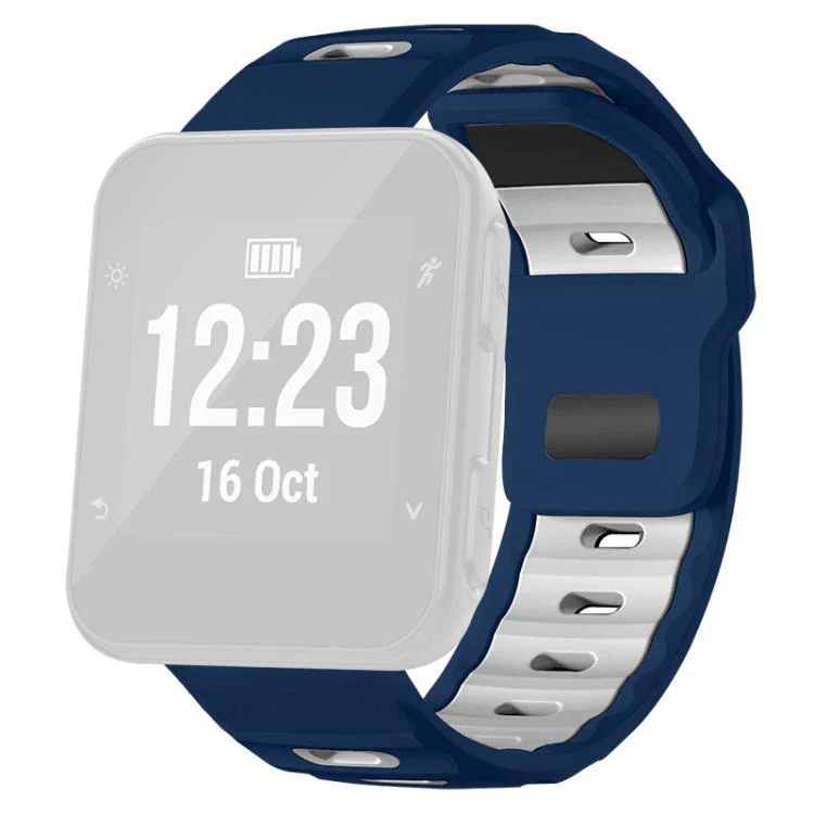For Garmin Forerunner 35/30/35j xDfind Flat-head Dual-color Silicone Watch Band(Navy Blue+White) - Image 2