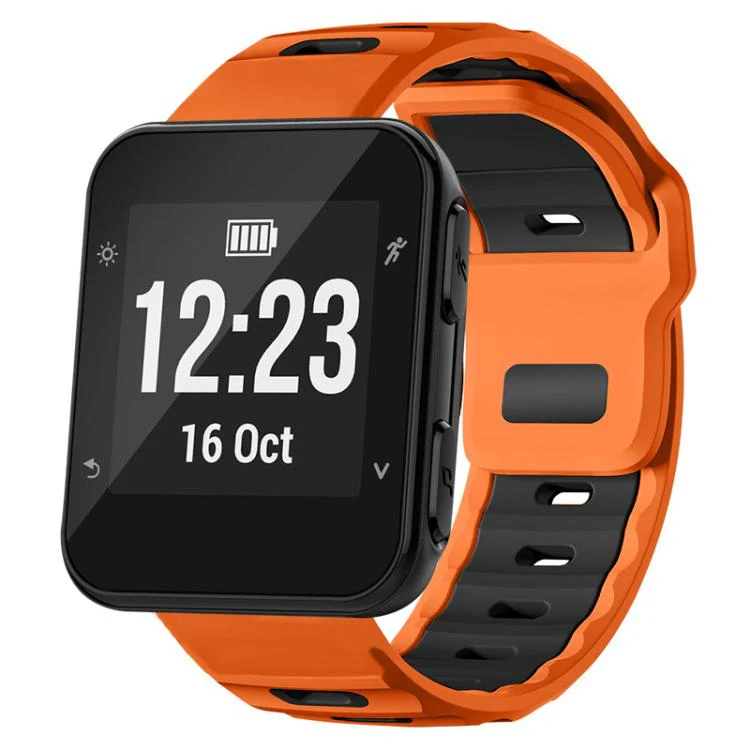 For Garmin Forerunner 35/30/35j xDfind Flat-head Dual-color Silicone Watch Band(Orange+Black)