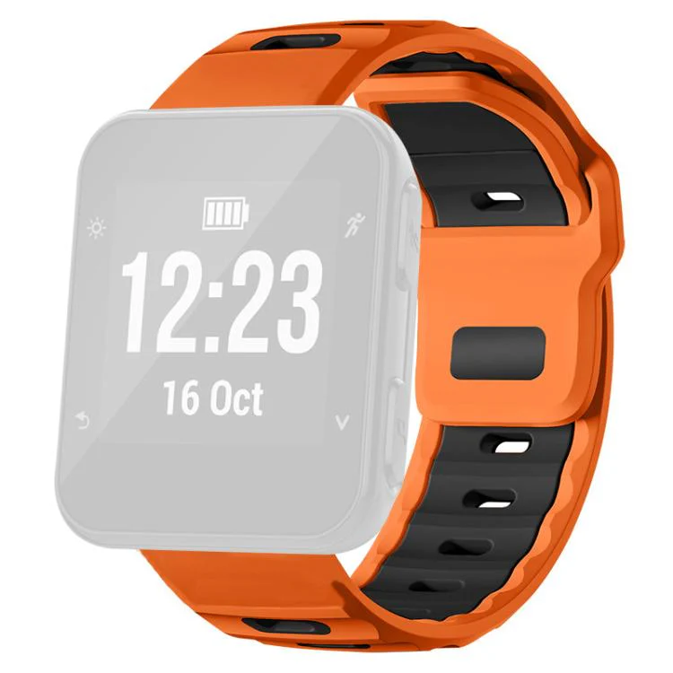 For Garmin Forerunner 35/30/35j xDfind Flat-head Dual-color Silicone Watch Band(Orange+Black) - Image 2