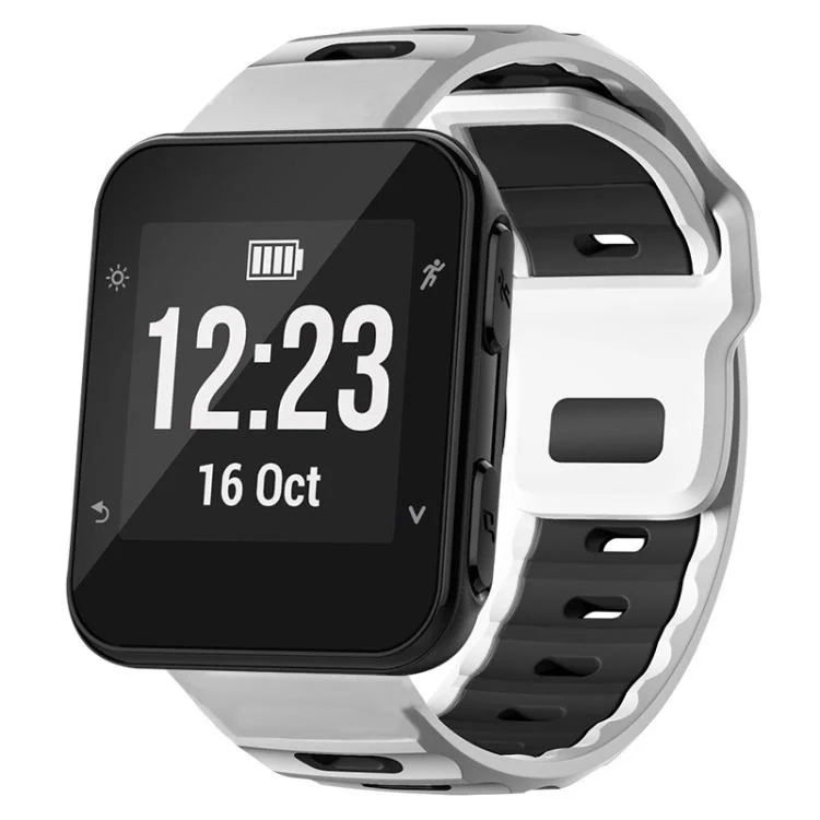For Garmin Forerunner 35/30/35j xDfind Flat-head Dual-color Silicone Watch Band(White+Black)