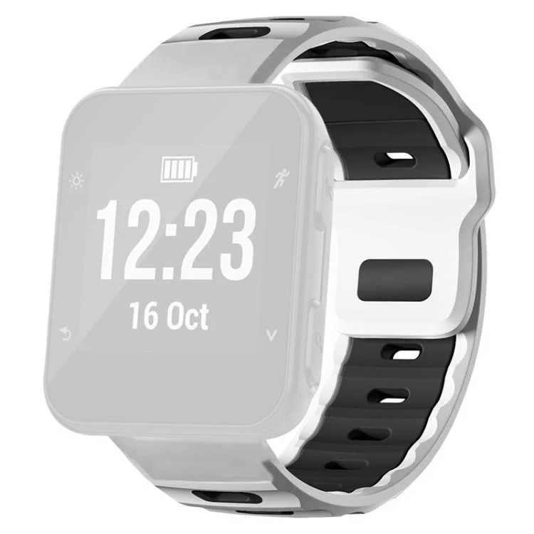 For Garmin Forerunner 35/30/35j xDfind Flat-head Dual-color Silicone Watch Band(White+Black) - Image 2