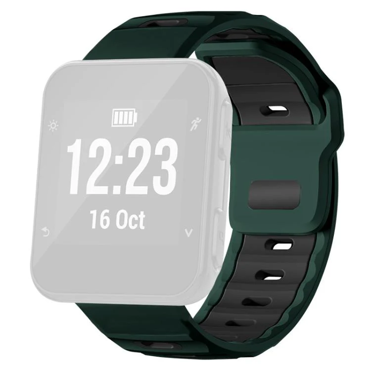 For Garmin Forerunner 35/30/35j xDfind Flat-head Dual-color Silicone Watch Band(Wilderness Green+Black) - Image 2