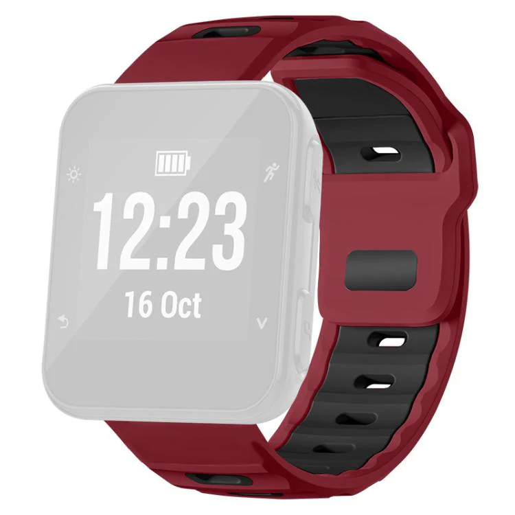 For Garmin Forerunner 35/30/35j xDfind Flat-head Dual-color Silicone Watch Band(Wine Red+Black) - Image 2