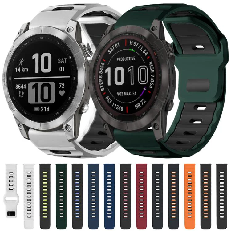For Garmin Forerunner 35/30/35j xDfind Flat-head Dual-color Silicone Watch Band(Wine Red+Black) - Image 7
