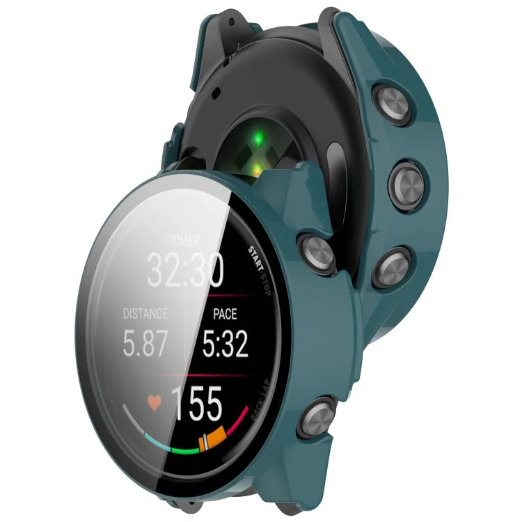 For Garmin Forerunner 70 / 170 / 170 Music Tempered Glass Film Integrated PC Watch Protective Case(Pine Green) - Image 3