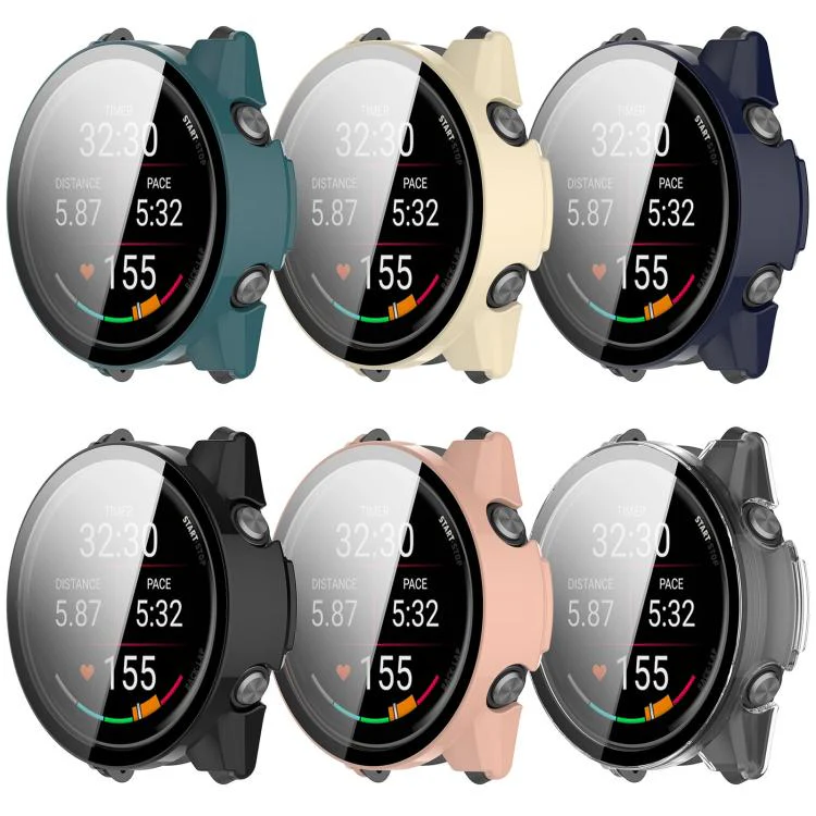 For Garmin Forerunner 70 / 170 / 170 Music Tempered Glass Film Integrated PC Watch Protective Case(Pine Green) - Image 9