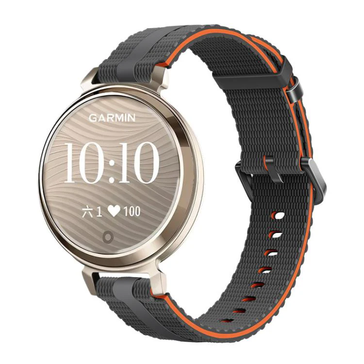 For Garmin Lily 2 Line Pattern Silicone Watch Band(Dark Grey Orange)