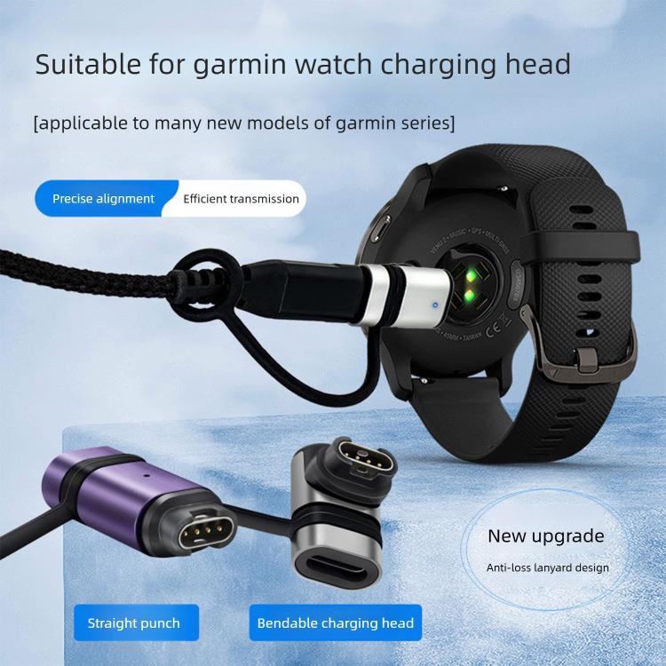 For Garmin Series Smart Watch Anti-Loss Lanyard Charging Metal Adapter Curved-End Style(Azure Blue) - Image 3