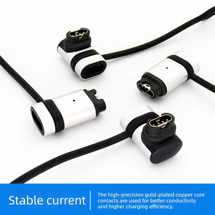 For Garmin Series Smart Watch Anti-Loss Lanyard Charging Metal Adapter Curved-End Style(Silver Black) - Image 5