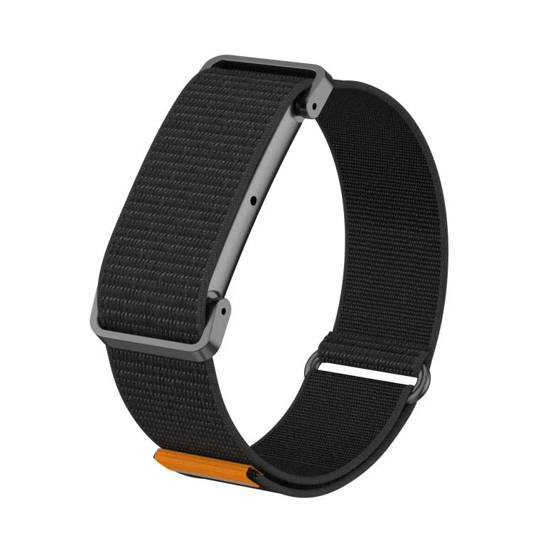 For Google Fitbit Air Metal Case Hybrid Feather Light Nylon Hook and Loop Fastener Watch Band(Black)