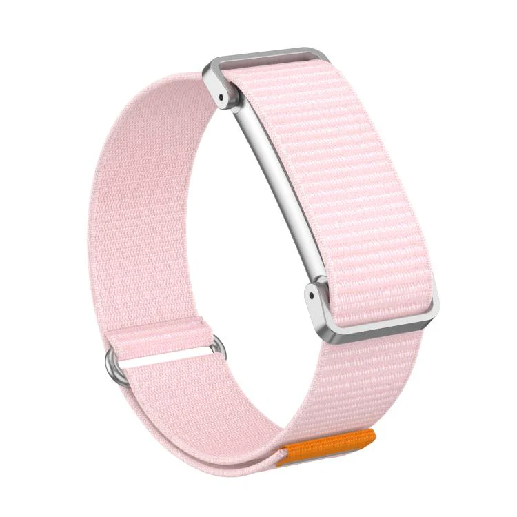 For Google Fitbit Air Metal Case Hybrid Feather Light Nylon Hook and Loop Fastener Watch Band(Pearl Pink) - Image 2