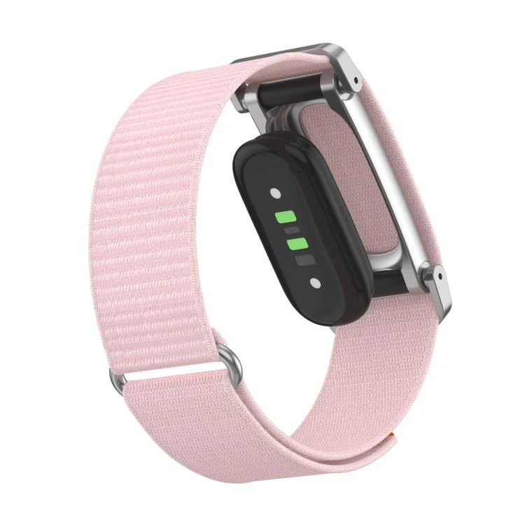 For Google Fitbit Air Metal Case Hybrid Feather Light Nylon Hook and Loop Fastener Watch Band(Pearl Pink) - Image 3