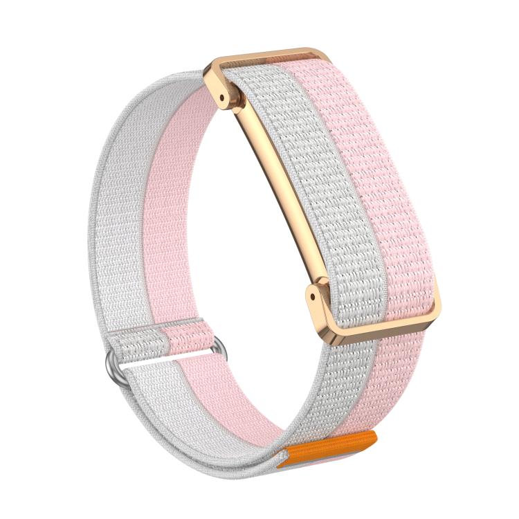 For Google Fitbit Air Metal Case Hybrid Feather Light Nylon Hook and Loop Fastener Watch Band(Pink) - Image 2