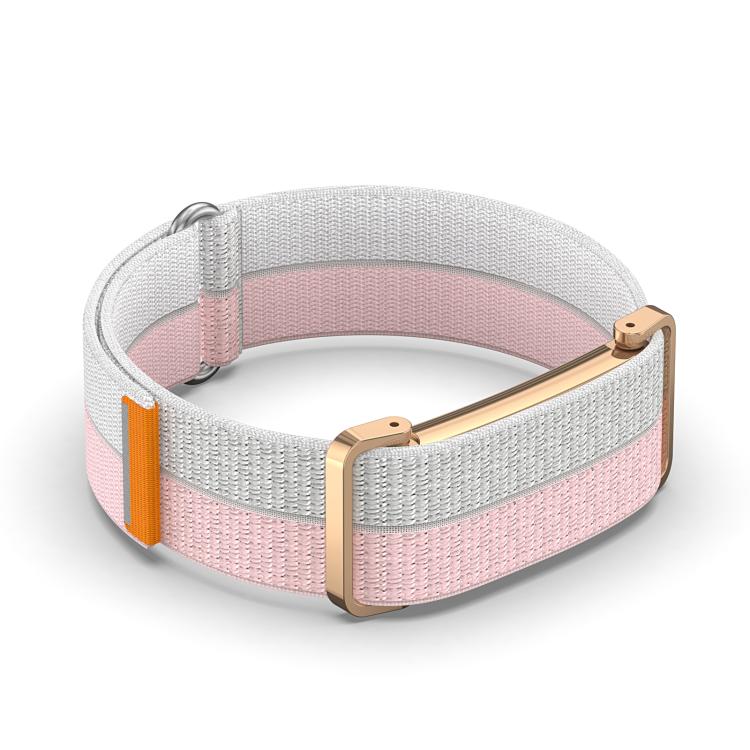 For Google Fitbit Air Metal Case Hybrid Feather Light Nylon Hook and Loop Fastener Watch Band(Pink) - Image 5