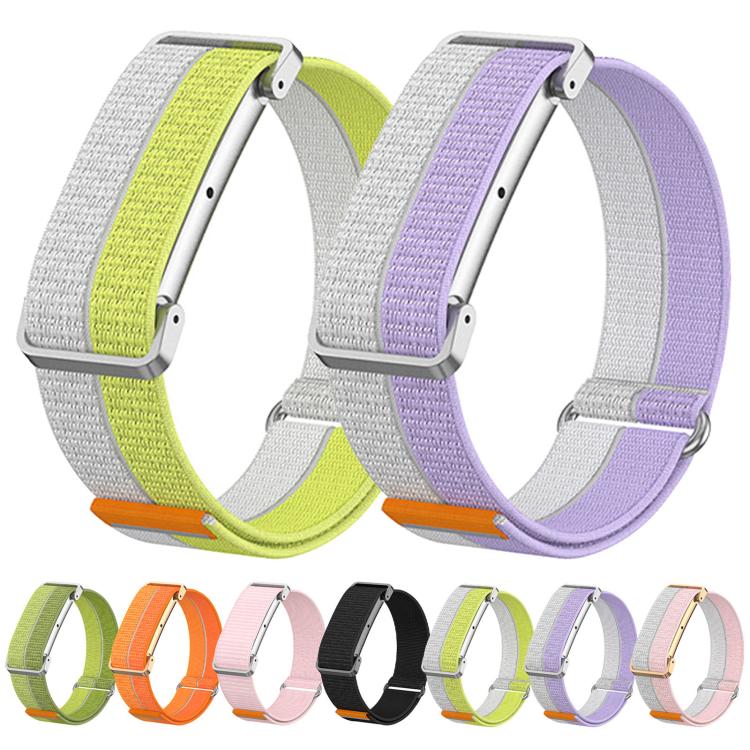 For Google Fitbit Air Metal Case Hybrid Feather Light Nylon Hook and Loop Fastener Watch Band(Pink) - Image 6