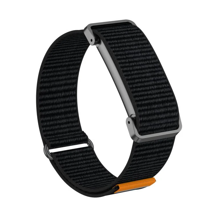 For Google Fitbit Air Metal Case Hybrid Nylon Hook and Loop Fastener Watch Band(Dark Black) - Image 2