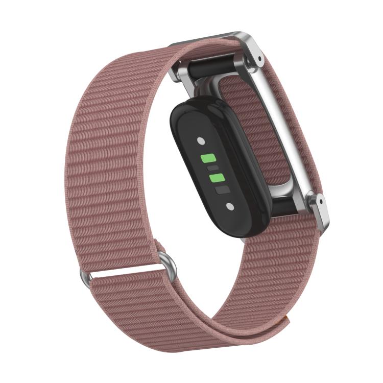 For Google Fitbit Air Metal Case Hybrid Nylon Hook and Loop Fastener Watch Band(Light Plum) - Image 3