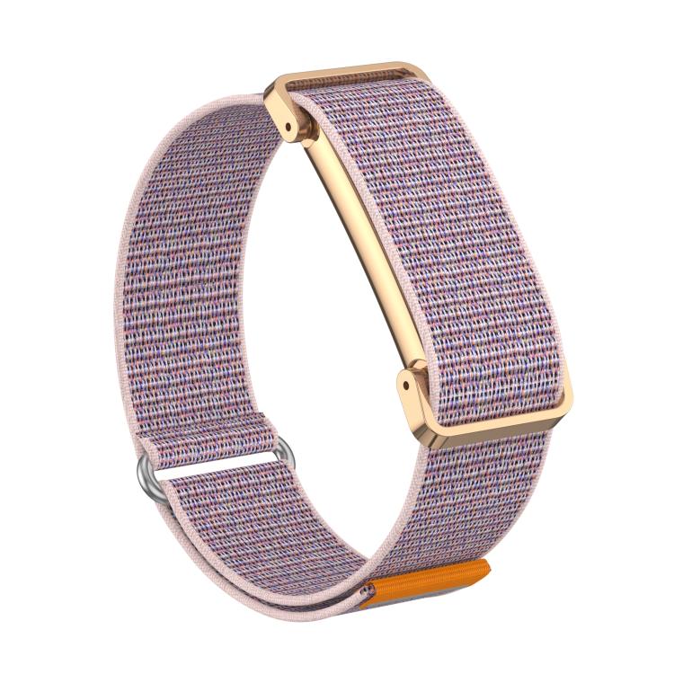 For Google Fitbit Air Metal Case Hybrid Nylon Hook and Loop Fastener Watch Band(Powder Pink) - Image 2
