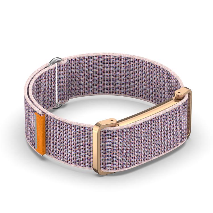 For Google Fitbit Air Metal Case Hybrid Nylon Hook and Loop Fastener Watch Band(Powder Pink) - Image 5