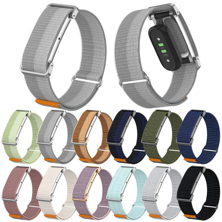 For Google Fitbit Air Metal Case Hybrid Nylon Hook and Loop Fastener Watch Band(Seashell) - Image 6
