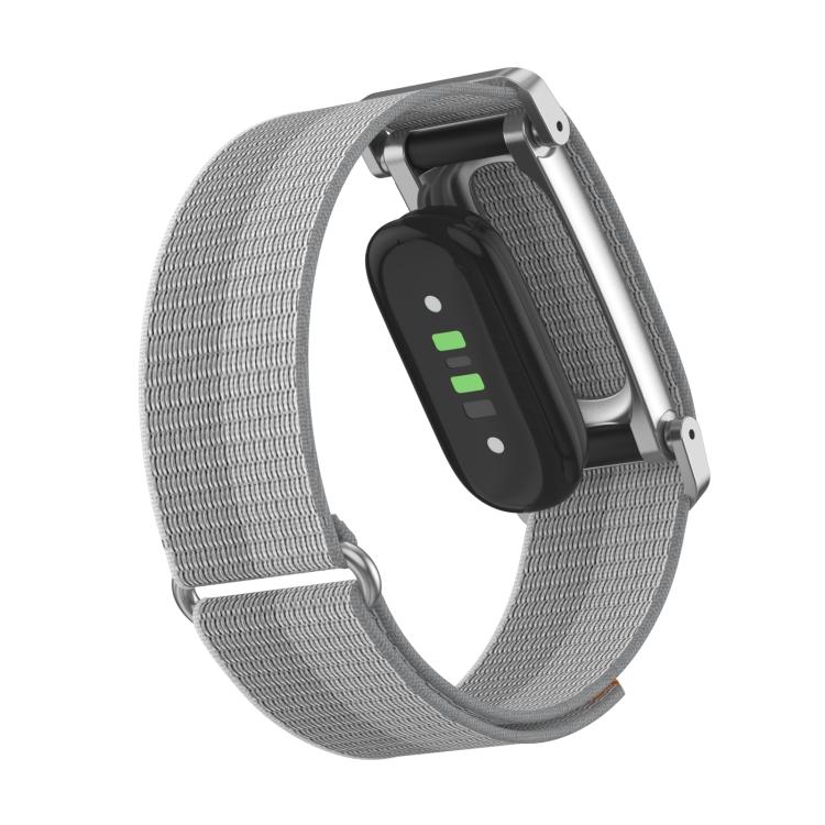 For Google Fitbit Air Metal Case Hybrid Nylon Hook and Loop Fastener Watch Band(Silver) - Image 3