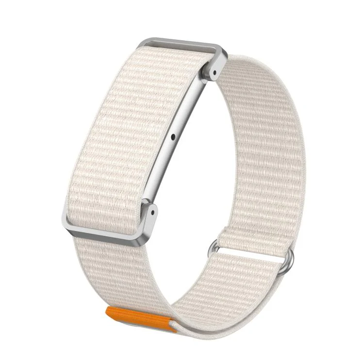 For Google Fitbit Air Metal Case Hybrid Nylon Hook and Loop Fastener Watch Band(Starlight)