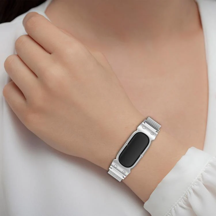 For Google Fitbit Air Metal Case Integrated Milanese Magnetic Stainless Steel Watch Band(Rose Gold) - Image 11