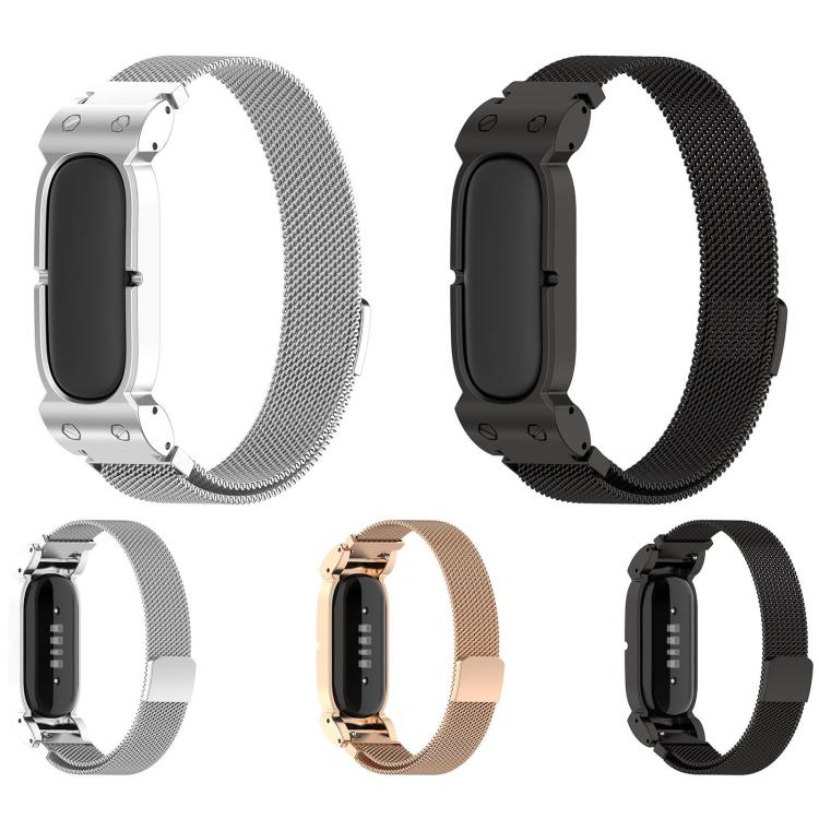 For Google Fitbit Air Metal Case Integrated Milanese Magnetic Stainless Steel Watch Band(Rose Gold) - Image 5