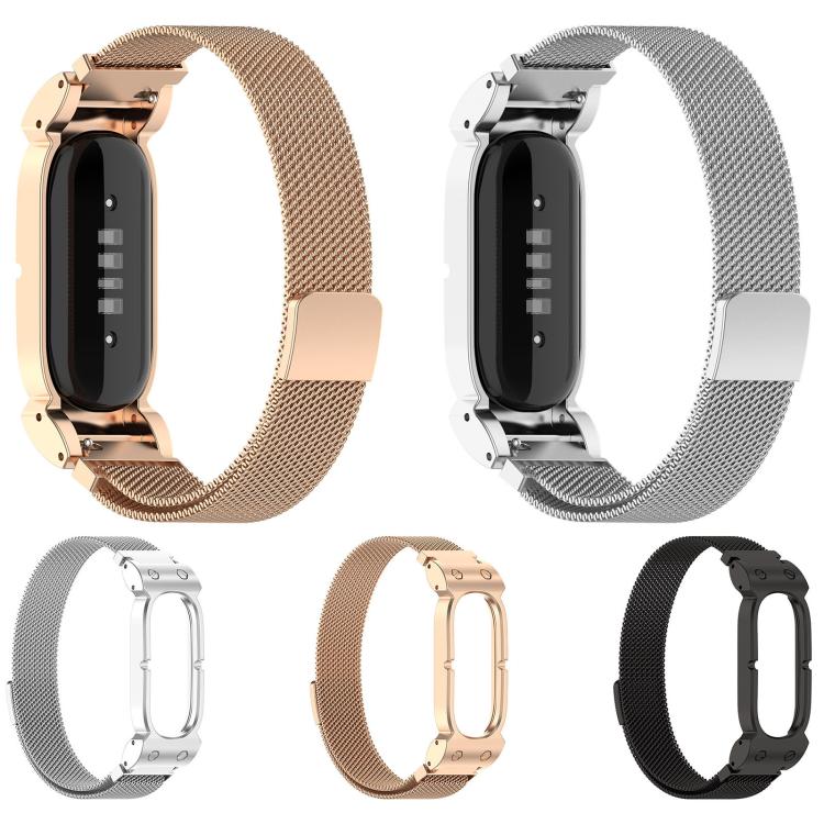 For Google Fitbit Air Metal Case Integrated Milanese Magnetic Stainless Steel Watch Band(Rose Gold) - Image 6