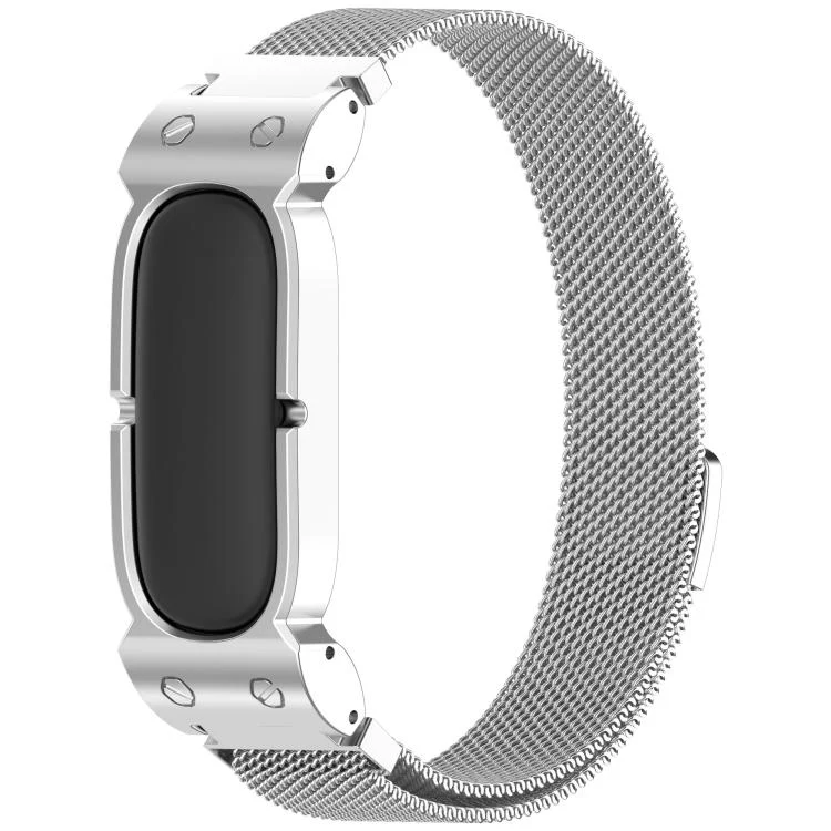 For Google Fitbit Air Metal Case Integrated Milanese Magnetic Stainless Steel Watch Band(Silver)